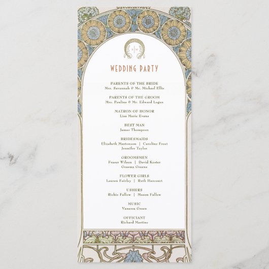 Vintage Wedding Programm Jugendstil von Mucha (Rückseite)