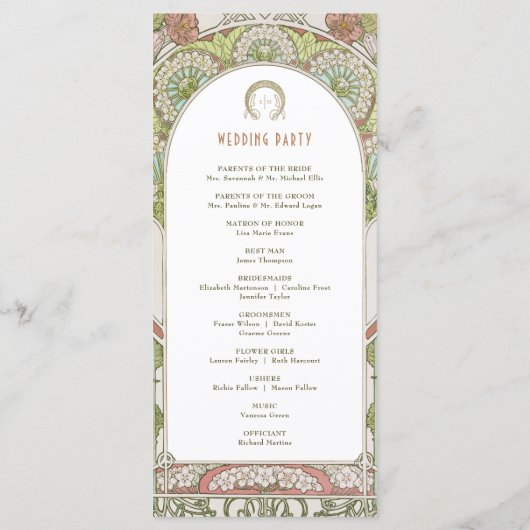 Vintage Wedding Programm Jugendstil von Mucha (Rückseite)