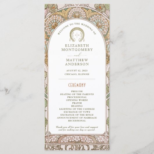 Vintage Wedding Programm Jugendstil von Mucha (Vorderseite)