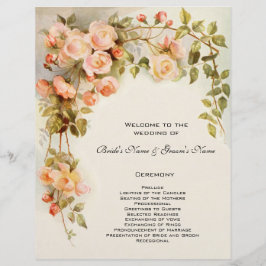 Vintage Wedding Programm, Rosa Blume Blumenstrauß