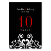 Vintage Wedding Red Black Tischnummer Card (Rückseite)