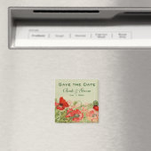 Vintage Wedding, Red Poppies Blume Save the Date Magnet (In Situ (Geschirrspüler))
