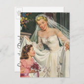 Vintage Wedding, Retro Bride Save the Date Ankündigungspostkarte (Vorne/Hinten)