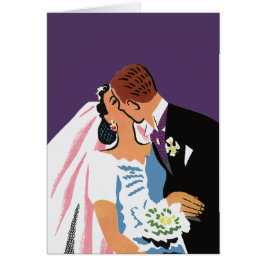 Vintage Wedding, Retro Bridge und Groom Kissing