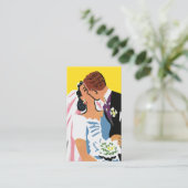 Vintage Wedding, Retro Bridge und Groom Kissing Begleitkarte (Stehend Vorderseite)