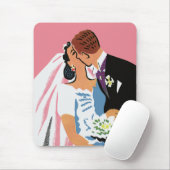 Vintage Wedding, Retro Bridge und Groom Kissing Mousepad (Mit Mouse)