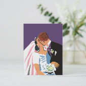 Vintage Wedding, Retro Bridge und Groom Kissing Postkarte (Stehend Vorderseite)
