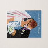 Vintage Wedding, Retro Bridge und Groom Kissing Puzzle (Horizontal)