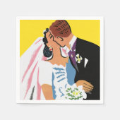 Vintage Wedding, Retro Bridge und Groom Kissing Serviette (Vorderseite)