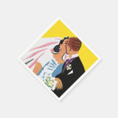 Vintage Wedding, Retro Bridge und Groom Kissing Serviette (Ecke)