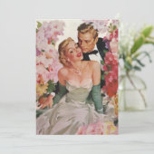 Vintage Wedding, Retro Bridge und Groom Newlyweds Ankündigung (Stehend Vorderseite)