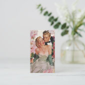 Vintage Wedding, Retro Bridge und Groom Newlyweds Begleitkarte (Stehend Vorderseite)