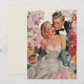 Vintage Wedding, Retro Bridge und Groom Newlyweds Einladung (Vorne/Hinten)