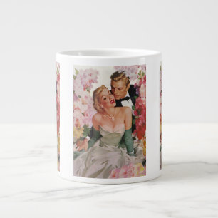 Vintage Wedding, Retro Bridge und Groom Newlyweds Jumbo-Tasse