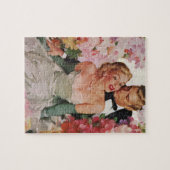 Vintage Wedding, Retro Bridge und Groom Newlyweds Puzzle (Horizontal)