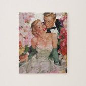 Vintage Wedding, Retro Bridge und Groom Newlyweds Puzzle (Vertikal)