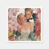 Vintage Wedding, Retro Bridge und Groom Newlyweds Serviette (Vorderseite)