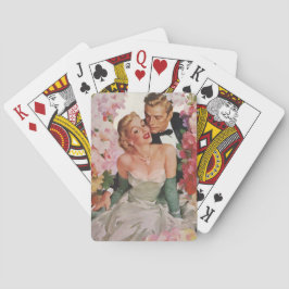 Vintage Wedding, Retro Bridge und Groom Newlyweds Spielkarten