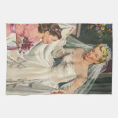 Vintage Wedding, Retro Bridge with Flower Girl Geschirrtuch (Horizontal)