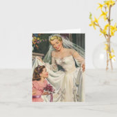 Vintage Wedding, Retro Bridge with Flower Girl Karte (Gelbe Blume)