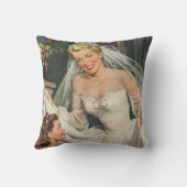 Vintage Wedding, Retro Bridge with Flower Girl Kissen (Rückseite)