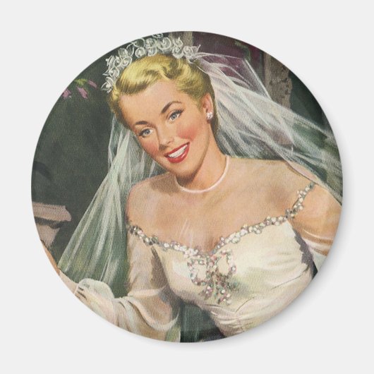 Vintage Wedding, Retro Bridge with Flower Girl Magnet (Vorne)