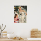 Vintage Wedding, Retro Bridge with Flower Girl Poster (Küche)