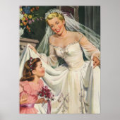 Vintage Wedding, Retro Bridge with Flower Girl Poster (Vorne)