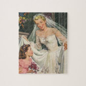 Vintage Wedding, Retro Bridge with Flower Girl Puzzle (Vertikal)