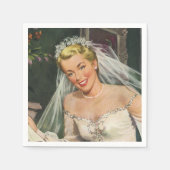 Vintage Wedding, Retro Bridge with Flower Girl Serviette (Vorderseite)