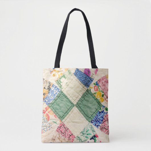 Vintage Wedding Ring Quilt Foto Tote Bag Tasche (Vorderseite)