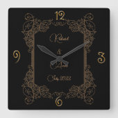 Vintage Wedding Romantic Steampunk Mairytale Quadratische Wanduhr (Vorderseite)