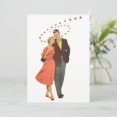 Vintage Wedding, Romantische Herzen Save the Date Einladung (Stehend Vorderseite)