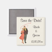 Vintage Wedding, Romantische Herzen Save the Date Magnet (Vorderseite/Rückseite)