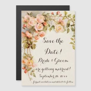 Vintage Wedding, Rosa Blume, Save the Date Magneteinladung