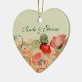 Vintage Wedding, Rote Mohn Blume Blumenwiese Keramikornament (Links)