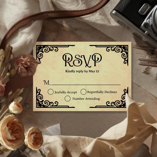  Vintage Wedding  RSVP Karte