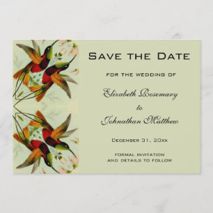 Vintage Wedding Save the Date Hummingbirds Blume