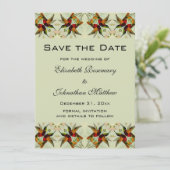 Vintage Wedding Save the Date Hummingbirds Blume (Stehend Vorderseite)
