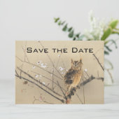 Vintage Wedding Save the Date, Japanisches Owl Date (Stehend Vorderseite)