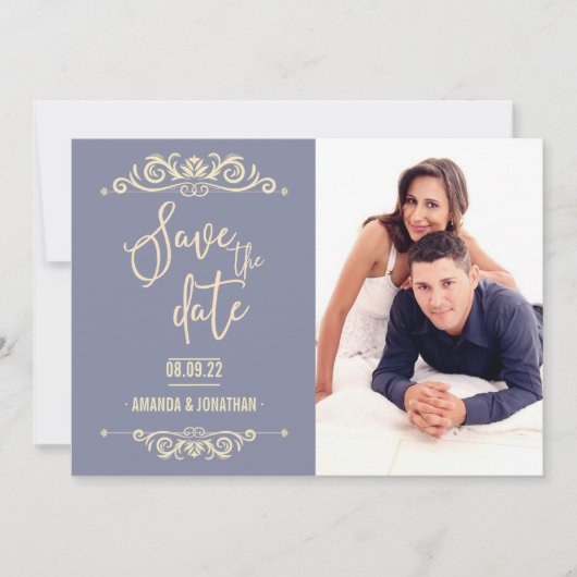 Vintage Wedding Save the Date personalisiertes Fot (Vorderseite)