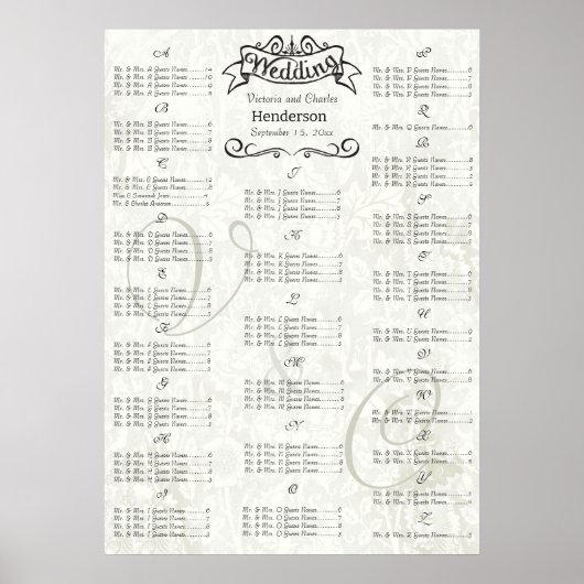 Vintage Wedding Special Event Gästekarte Poster (Vorne)