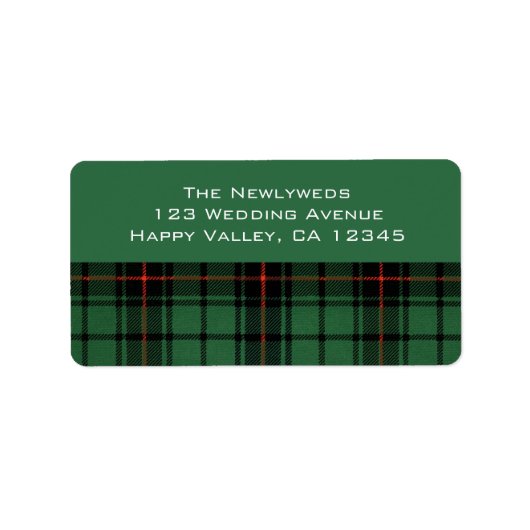 Vintage Wedding, Tartan Davidson Modernes Muster Adressaufkleber (Vorne)
