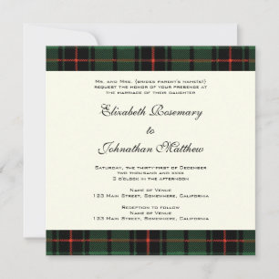 Vintage Wedding, Tartan Davidson Modernes Muster Einladung