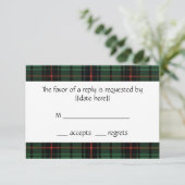 Vintage Wedding, Tartan Davidson Modernes Muster RSVP Karte (Stehend Vorderseite)