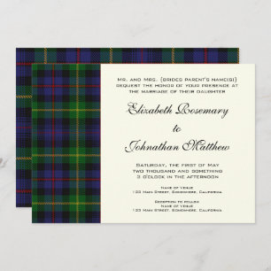 Vintage Wedding, Tartan Farquharson Pattern Einladung