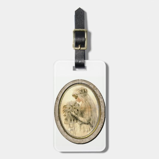 Vintage Wedding Theme Bridge Gepäcktag Gepäckanhänger (Vorderseite vertikal)