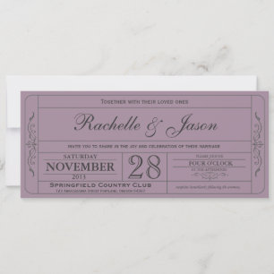 Vintage Wedding Ticket Einladung