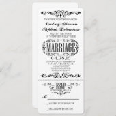 Vintage Wedding Ticket Einladung (Vorne/Hinten)