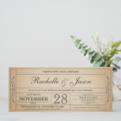 Vintage Wedding Ticket Einladung (Stehend Vorderseite)